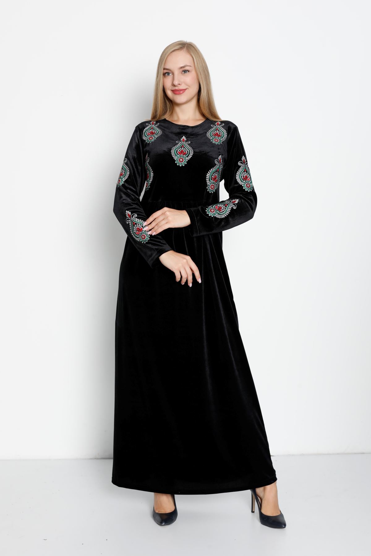 Laila Kadın Siyah Kadife Elbise