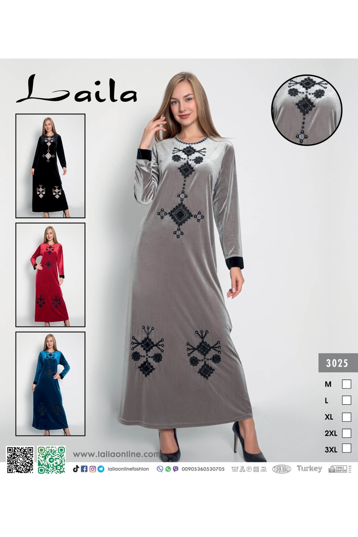 Laila Kadın Vizon Kadife Elbise
