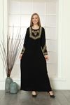Laila Kadın Siyah Şifon Detaylı Düz Maxi Viskon Elbise
